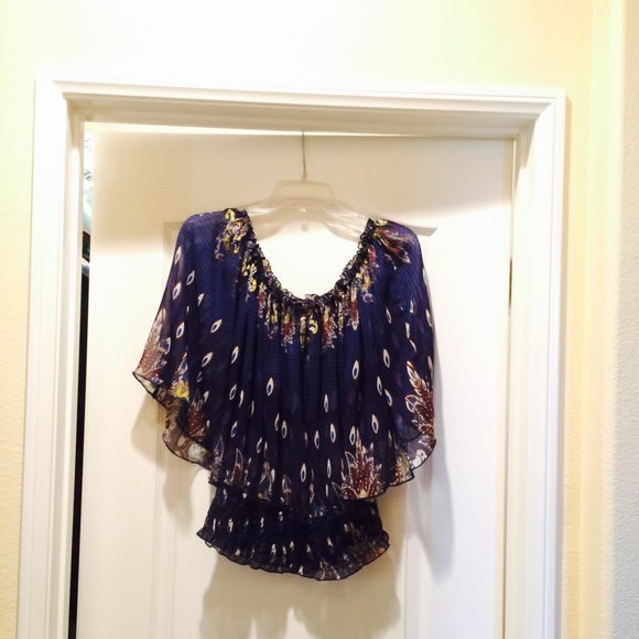 Beautiful Sheer Blue Peasant top