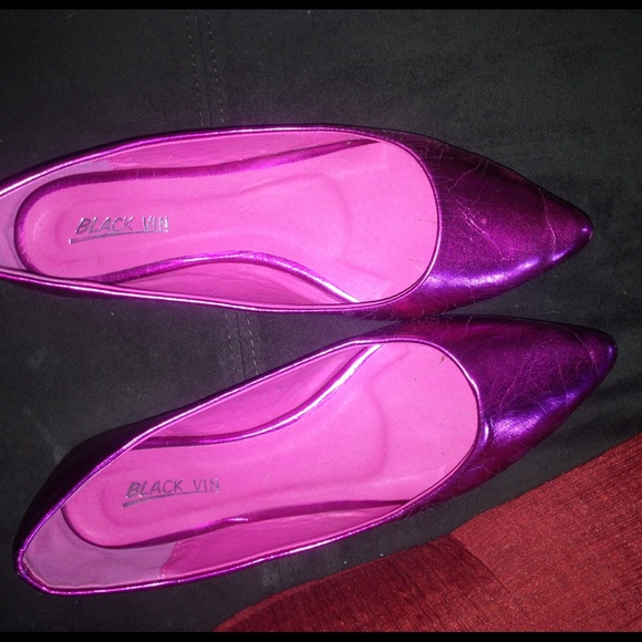 Satin hot pink flats