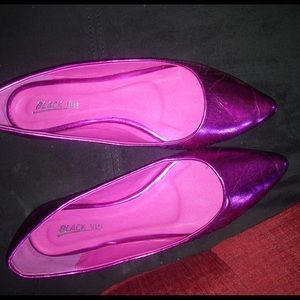 Satin hot pink flats