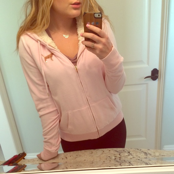 PINK velour bling sweatshirt with fleece lining