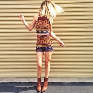 NWT Novella Royale Luna Shorts Red Ethnic Floral