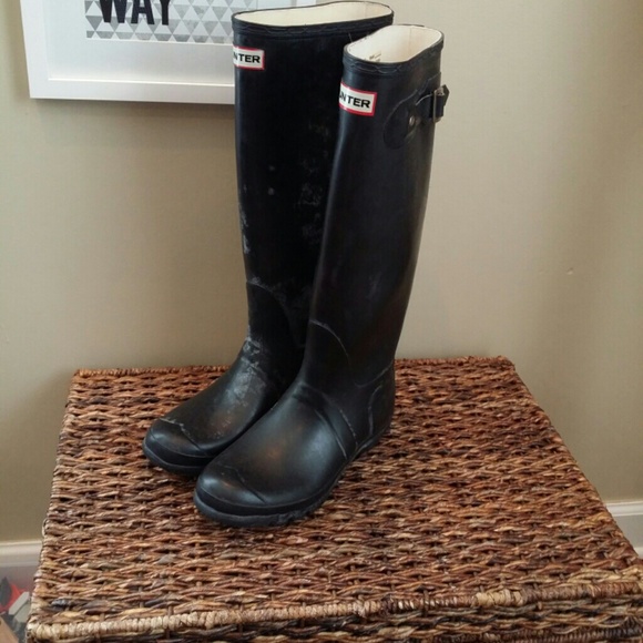 Original tall black hunter rain boots size 9
