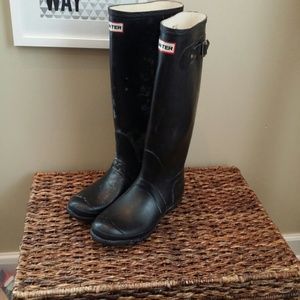 Original tall black hunter rain boots size 9