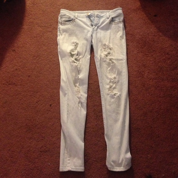 Ripped Studded skinny Denim Jeans