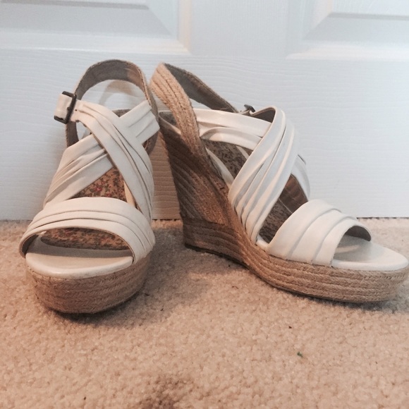 White Woven Wedge