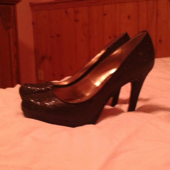 Alfani black sparkle heels