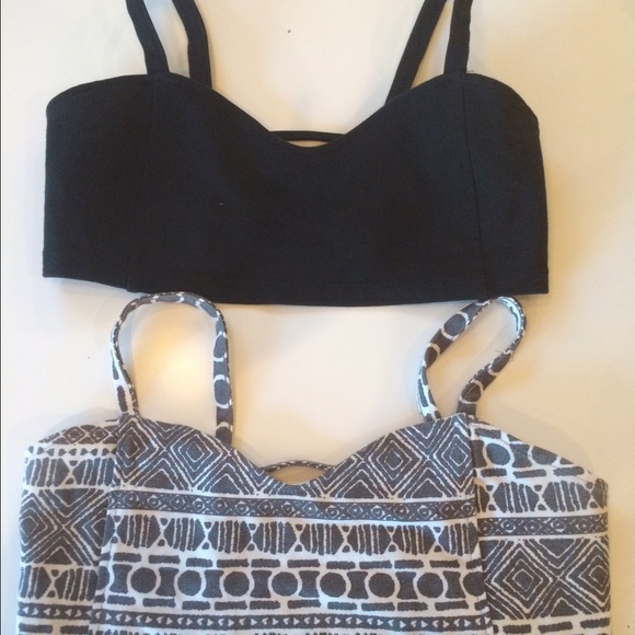 2 Brandy Melville ribbed cage cropped bralettes