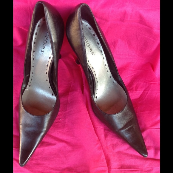 BCBG black leather high heels
