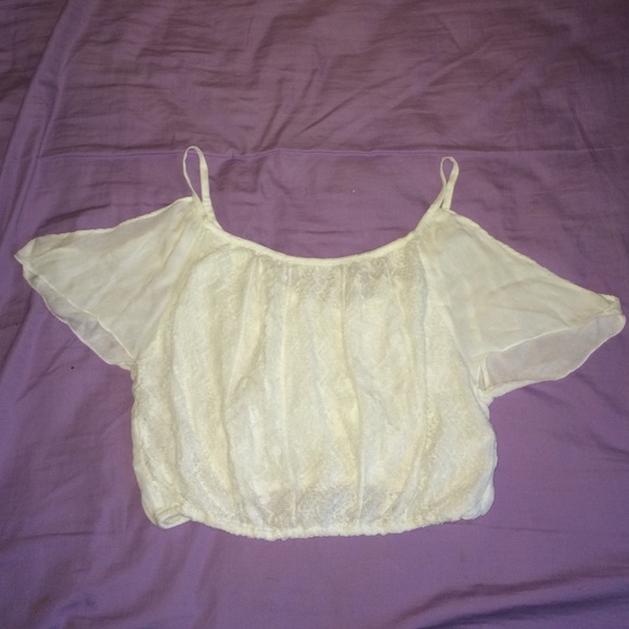 Cold shoulder white crop top