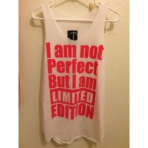 Hot Pink and White Graphic V-Neck Tank