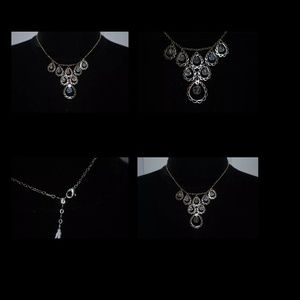 NEW acrylic bead chandelier drop necklace silver