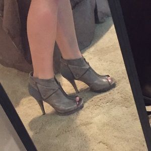 Distressed leather heels