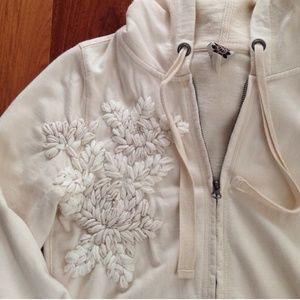 Cream Lucky Brand Flower Embellished Sweatshirt
