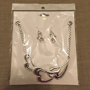 Cute heart necklace with matching earrings