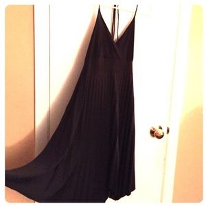 Black Pleated Halter Dress