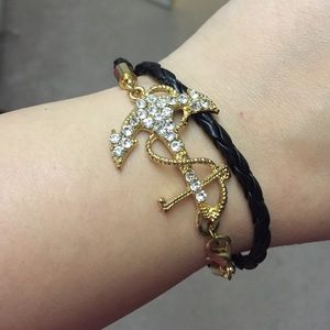 Leather wrap anchor bracelet
