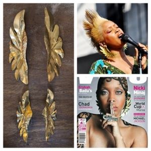 Erykah badu hammered wing earrings