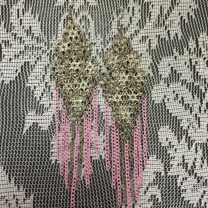 Silver and pink dangle earrings
