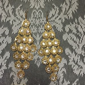 Gold and blinged out chandelier earrings