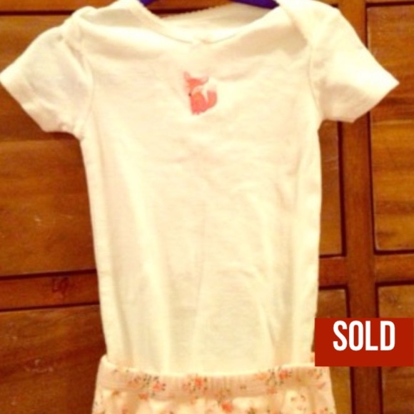 9 months fox baby girl onesie and pants outfit