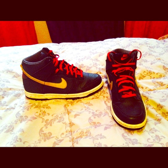Red, blue and gold nikes