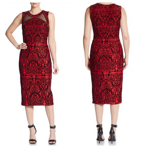 ECI Dresses & Skirts - Black and red midi slim fit dress 41 inches long