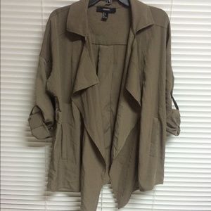 F21 olive light duster trench coat