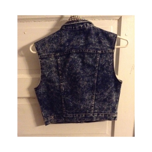 Pyramid Studded Denim Vest - Picture 2 of 2