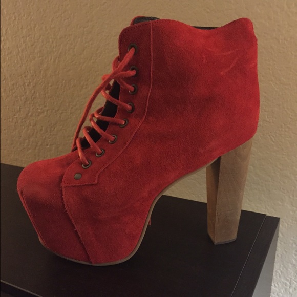 Red Jeffrey Campbell suede Litas with original box