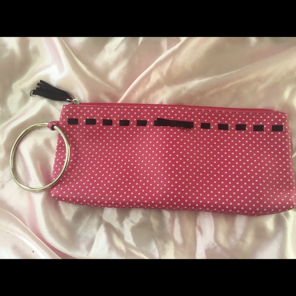 Pink/Black Polka Dot Bangle Clutch