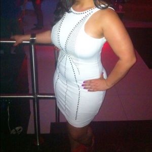 BEBE Bright White Studded Mini Dress - Size L