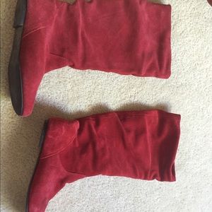 Red suede boots! From Macy's, worn twice..