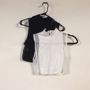 ✨2 for 1 Deal✨Black & White Mesh Crop Tops