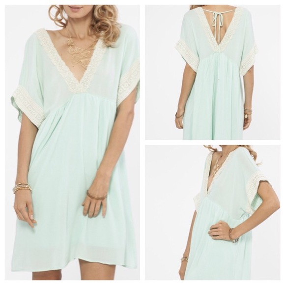Solid Lace Trim Dress