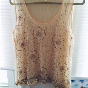 Anthropologie Beaded Sheer Tank - Moulinette Soeur