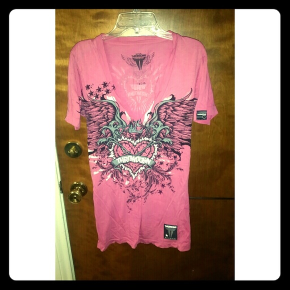 Low cut bedazzled T-shirt