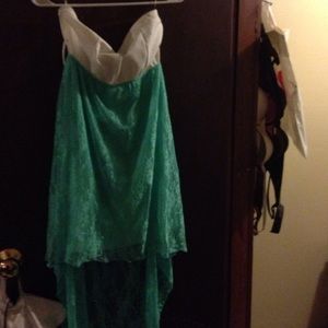 Pretty white and green dress.