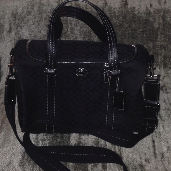 Coach canvas train case in black logo print