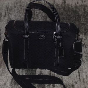 Coach canvas train case in black logo print