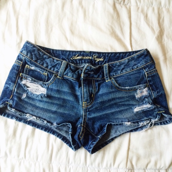 American Eagle Destroyed Dark Wash Shorts