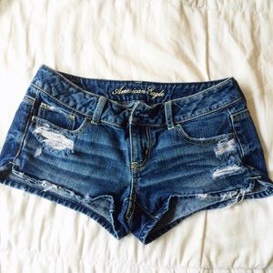 American Eagle Destroyed Dark Wash Shorts
