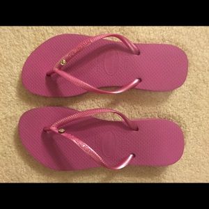 swarovski crystal  Havaianas slim flip flops size