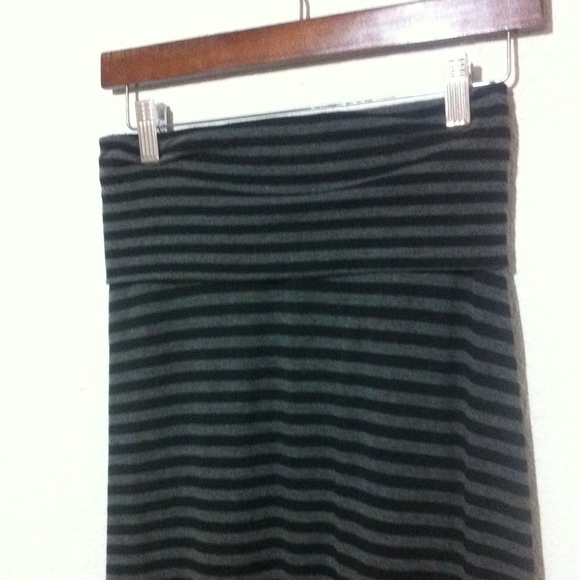 Grey and black striped maxi skirt