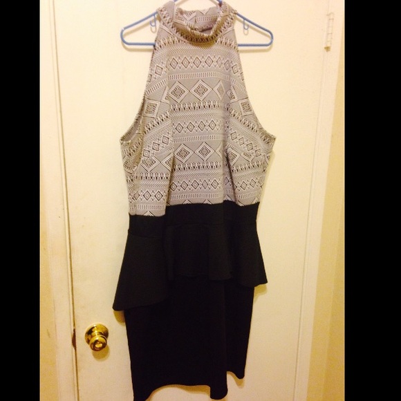 Ashley Stewart Dresses & Skirts - Aztec Print Peplum Halter Dress
