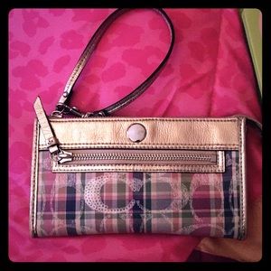 Coach Sequined Plaid Wristlet