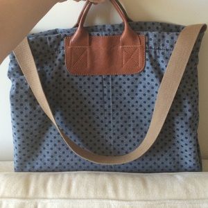 Madewell polka dot canvas/denim messenger bag tote