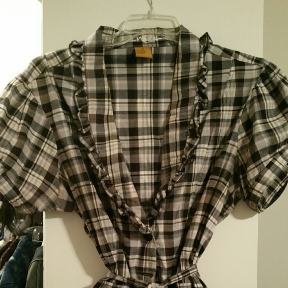 Black Brown and White Blouse