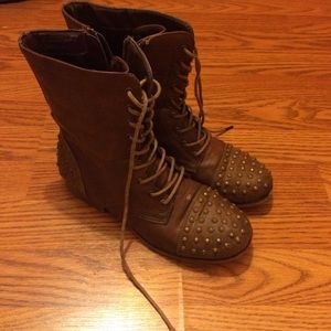 Chestnut studded combat boots