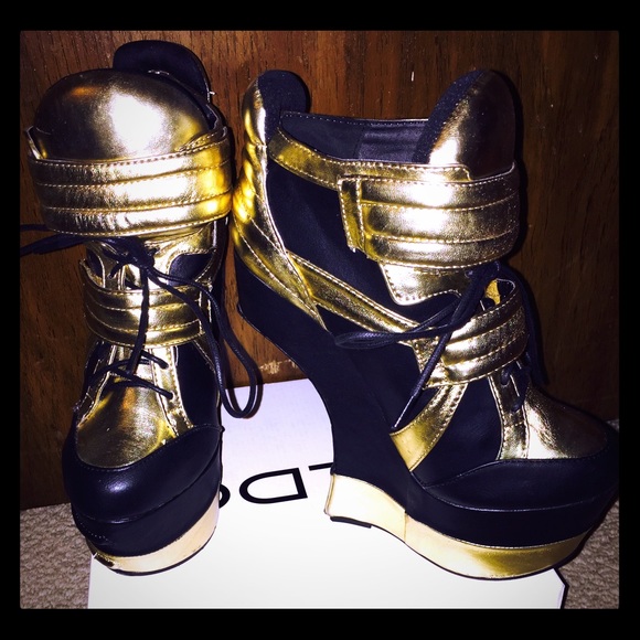 Gold Platform heels! Show stopper!
