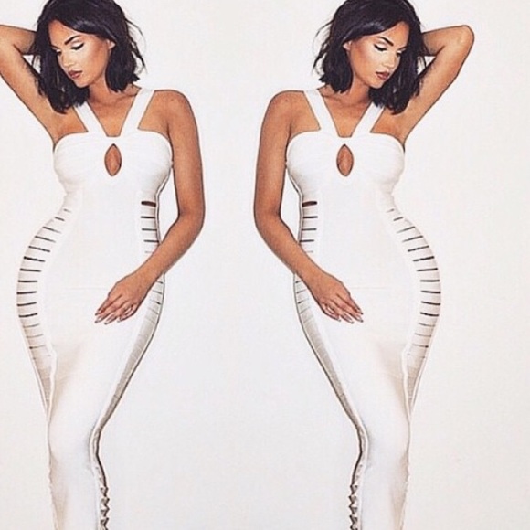 White Cutout Bandage Dress